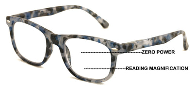Marble Fashion Clear Progressive Reading Glasses - Zero Power On Top - AR Coatin