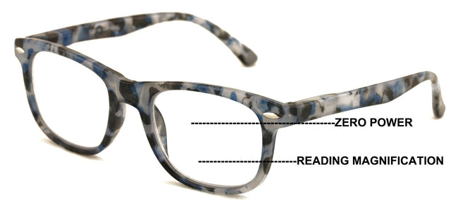 Marble Fashion Clear Progressive Reading Glasses - Zero Power On Top - AR Coatin