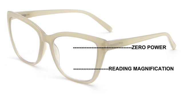 Women Wide Oversized Clear Progressive Reading Glasses Zero Power on Top AR CR29