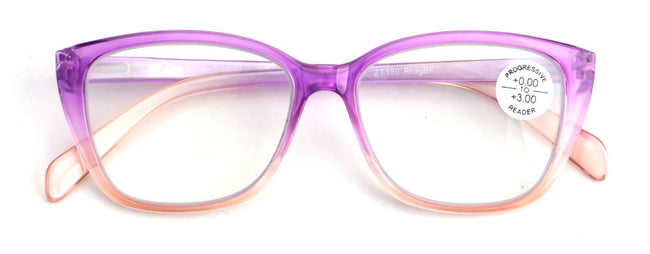 Women Translucent Progressive Reading Glasses - Clear Zero Power On Top Reader