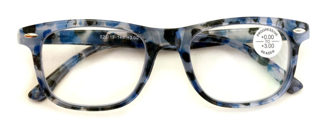 Marble Fashion Clear Progressive Reading Glasses - Zero Power On Top - AR Coatin