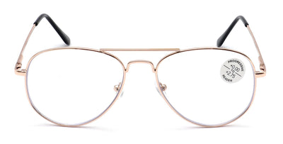 Metal Tear Drop Progressive Reading Glasses - Zero Power On Top - Clear No Line
