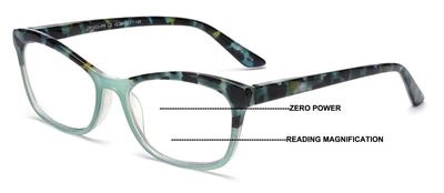 Women Cateye Progressive Reading Glasses - No Line or Bubble - Zero Power on Top