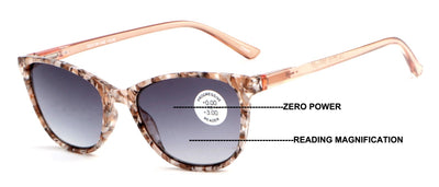 Women Marble Print Tinted Progressive Reading SunGlasses - Zero Power On Top UV