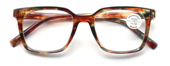 Modern Square Progressive Clear Lens Reading Glasses - Clear On Top - Multifocal