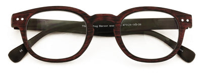 Progressive Multifocus Round Reading Glasses – Tri-Focal Clear Reader - Wood Gra
