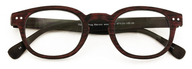 Progressive Multifocus Round Reading Glasses – Tri-Focal Clear Reader - Wood Gra
