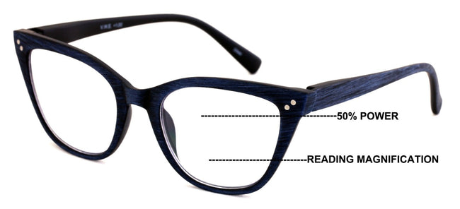 Progressive Multifocus Cat-eye Reading Glasses – Tri-Focal Clear Reader - Wood G