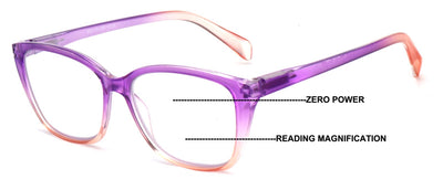Women Translucent Progressive Reading Glasses - Clear Zero Power On Top Reader