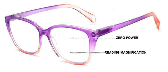 Women Translucent Progressive Reading Glasses - Clear Zero Power On Top Reader