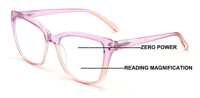 Women Wide Oversized Clear Progressive Reading Glasses Zero Power on Top AR CR29