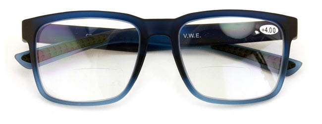 Men Rectangular Sport TR90 Clear Bifocal Reading Glasses - Lightweight Reader
