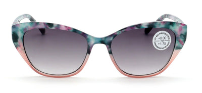Women Progressive Reading Sunglasses - Tinted Cateye Reader - Zero Power on Top