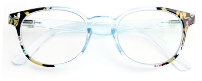 Women Round Translucent Floral Progressive Reading Glasses - Clear on Top - AR