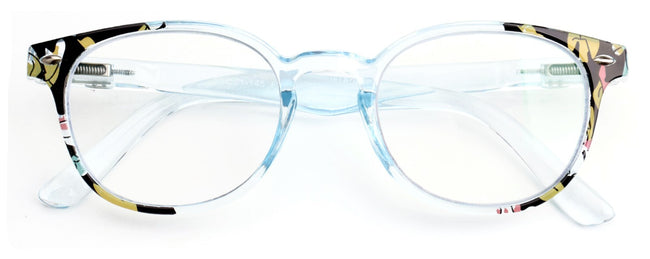 Women Round Translucent Floral Progressive Reading Glasses - Clear on Top - AR