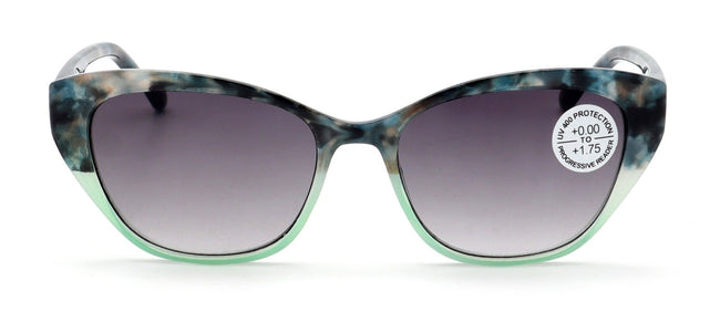 Women Progressive Reading Sunglasses - Tinted Cateye Reader - Zero Power on Top
