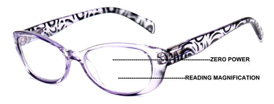 Women Leopard Print Translucent Progressive Reading Glasses - Zero Power On Top