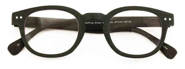 Progressive Multifocus Round Reading Glasses – Tri-Focal Clear Reader - Wood Gra