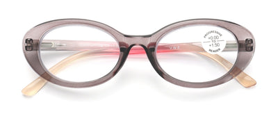 Women Bold Round Oval Progressive Reading Glasses Zero Power Clear on Top CR30