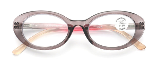 Women Bold Round Oval Progressive Reading Glasses Zero Power Clear on Top CR30