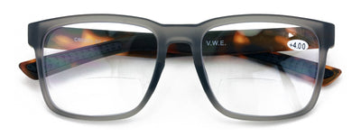 Men Rectangular Sport TR90 Clear Bifocal Reading Glasses - Lightweight Reader
