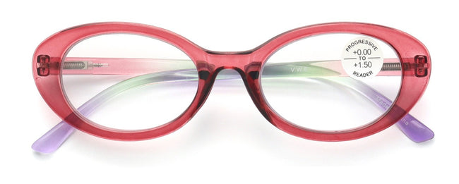 Women Bold Round Oval Progressive Reading Glasses Zero Power Clear on Top CR30