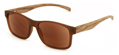 Men Modern Rectangular Tinted Reading SunGlasses - Wood Grain Temple Print UV