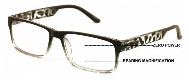 Modern Rectangular Progressive Reader - Clear On Top Reading Glasses - AR Coatin