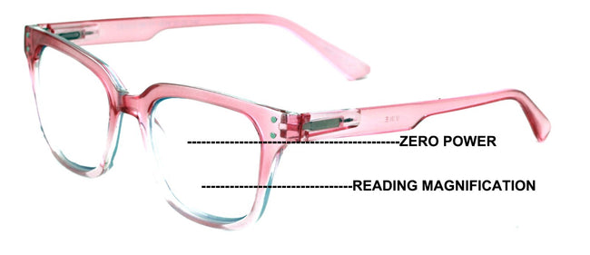 Translucent Progressive Reading Glasses - No Line or Bubble - Zero Power on Top