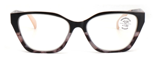 Women tortoise Cateye Progressive Lens Reading Glasses - Clear Zero Power on Top