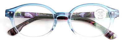 Oval Round Progressive Reading Glasses - Clear on Top - Mosaic Temple - AR Coat