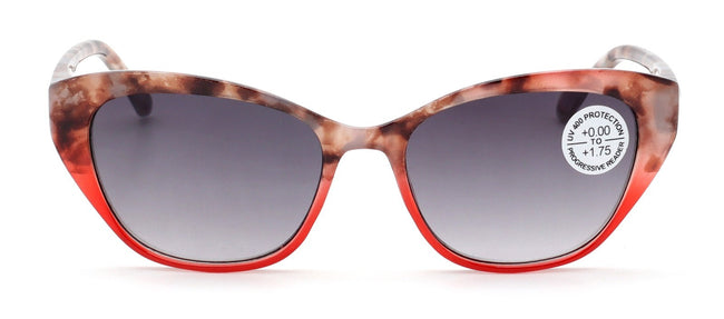 Women Progressive Reading Sunglasses - Tinted Cateye Reader - Zero Power on Top