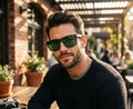 Large Men's Sunglasses with Glass Lens Wide Fitment 147mm