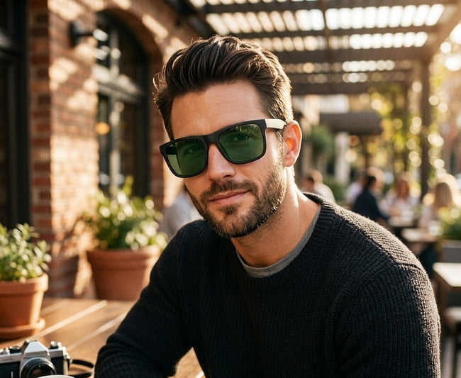 Large Men's Sunglasses with Glass Lens Wide Fitment 147mm