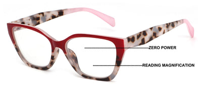 Women tortoise Cateye Progressive Lens Reading Glasses - Clear Zero Power on Top
