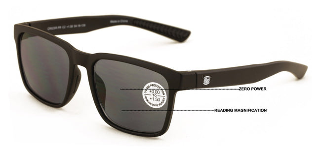 Lightweight Men Progressive Bifocal Reading Sunglasses –Clear  Zero Power on Top