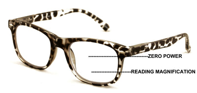 Marble Fashion Clear Progressive Reading Glasses - Zero Power On Top - AR Coatin