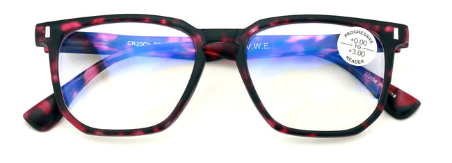 Matte Progressive Clear Reading Glasses - Anti Blue Blocker - Zero Power on Top
