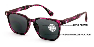 Progressive Reading Sunglasses - Zero Power On Top -UV Protection Tinted Bifocal