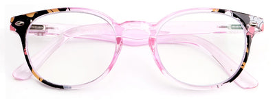 Women Round Translucent Floral Progressive Reading Glasses - Clear on Top - AR