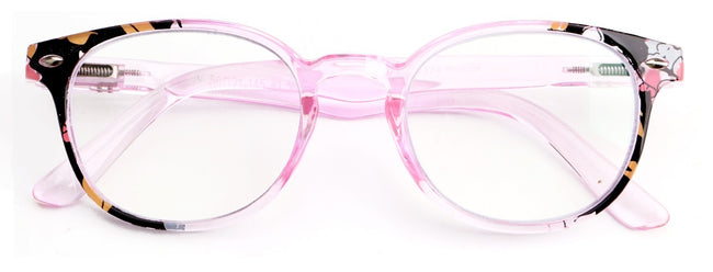 Women Round Translucent Floral Progressive Reading Glasses - Clear on Top - AR