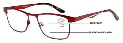 Men Large Metal Clear Progressive Reading Glasses Zero Power On Top - No Bubble