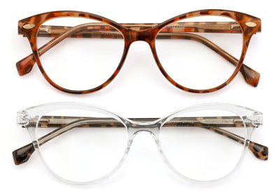 2 Pairs Women 2 Tone Oval Tortoise Temple Optical Frame Fashion Reading Glasses