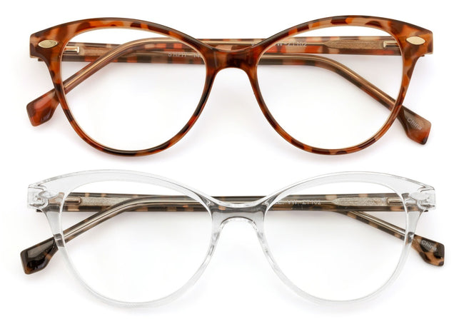 2 Pairs Women 2 Tone Oval Tortoise Temple Optical Frame Fashion Reading Glasses