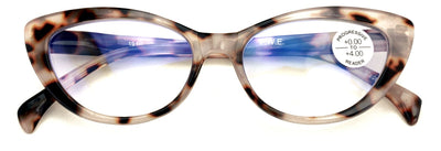 Women Cat-Eye Progressive Reading Glasses Clear Zero Power on Top - Blue Blocker