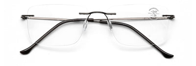 Men Progressive No Line Multifocus Rimless Metal Reading Glasses Tri-Focal Reade