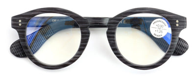 Round Progressive Reading Glasses - Clear Zero Power on Top - No Bubble or Line