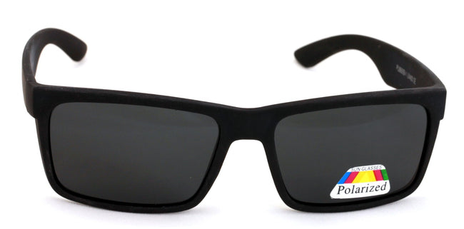 Men Matte Black Soft Polarized Sunglasses Rectangular UV400 Protection Biker