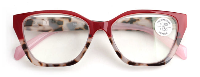 Women tortoise Cateye Progressive Lens Reading Glasses - Clear Zero Power on Top