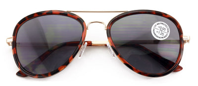 Large Metal Tear Drop Progressive Reading Sunglasses - Zero Power On Top No Line